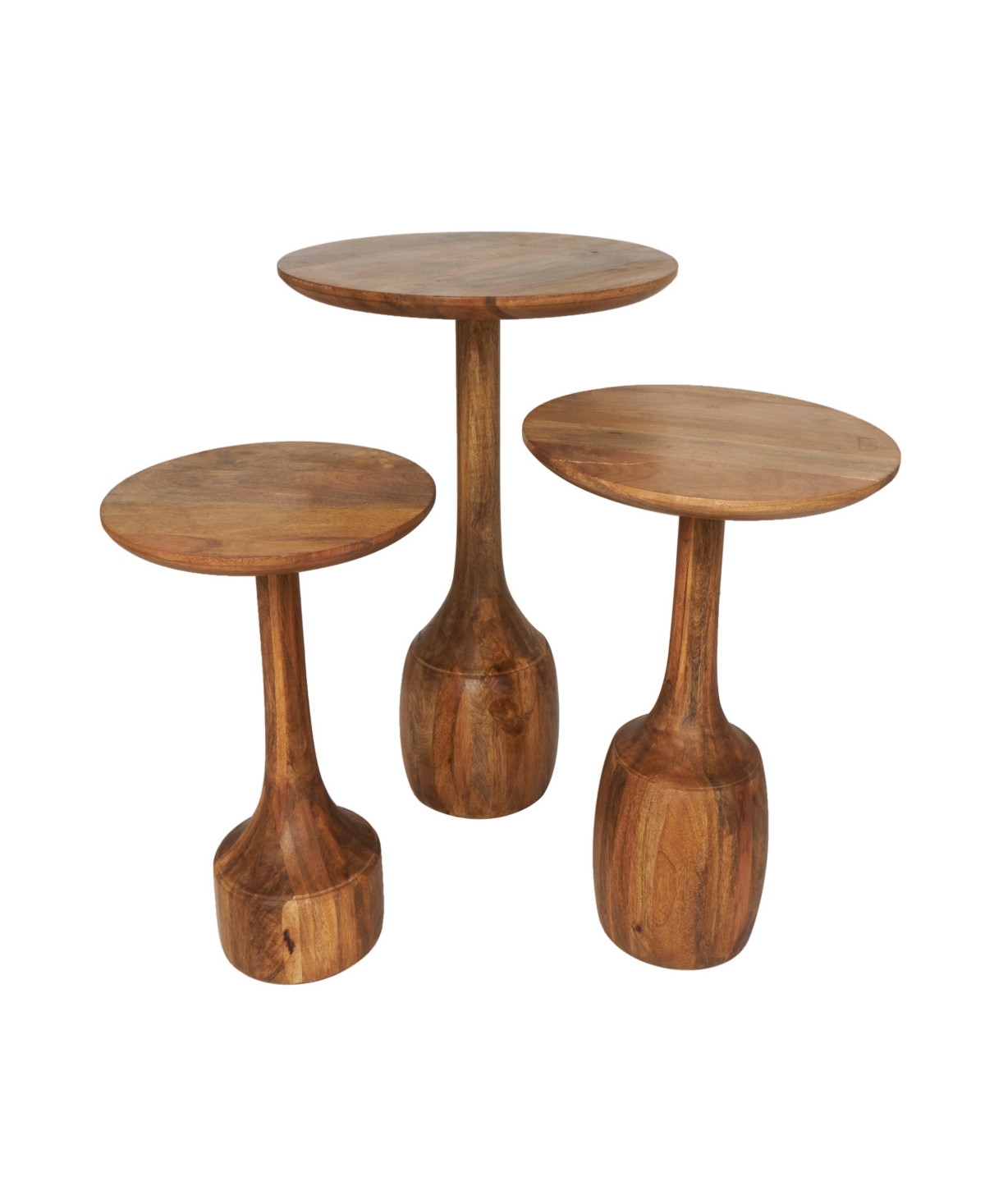 Rosemary Lane Set Of 3 Mango Wood Handmade Elevated Bases Accent Table In Brown