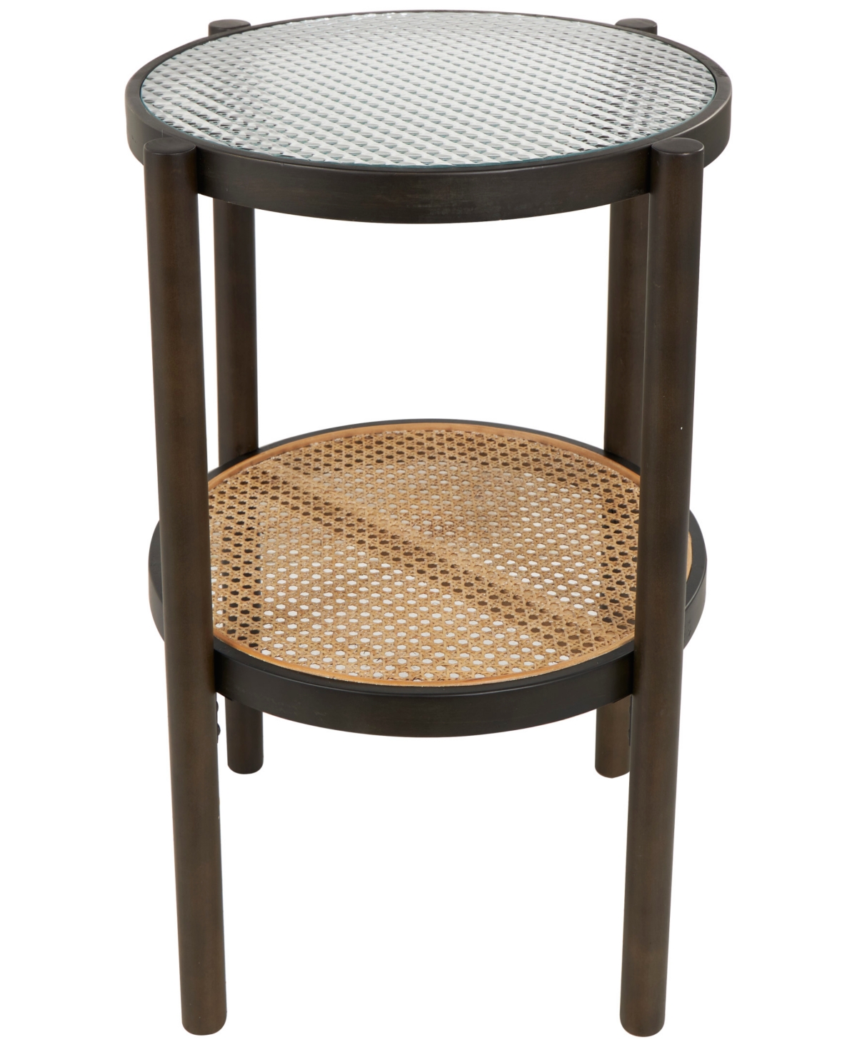 Rosemary Lane 19" X 19" X 24" Rattan Pressed Tempered Glass Top Accent Table In Brown