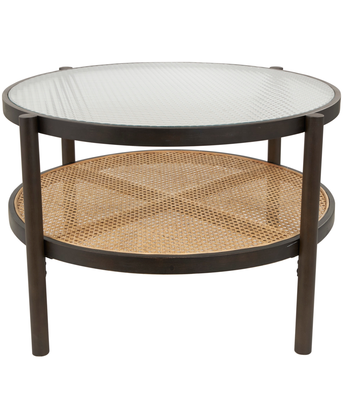 Rosemary Lane 34" X 34" X 17" Rattan Pressed Tempered Glass Top Coffee Table In Brown