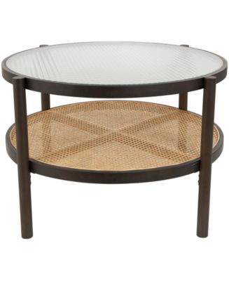 Rosemary Lane 34" x 34" x 17" Rattan Pressed Tempered Glass Top Coffee ...