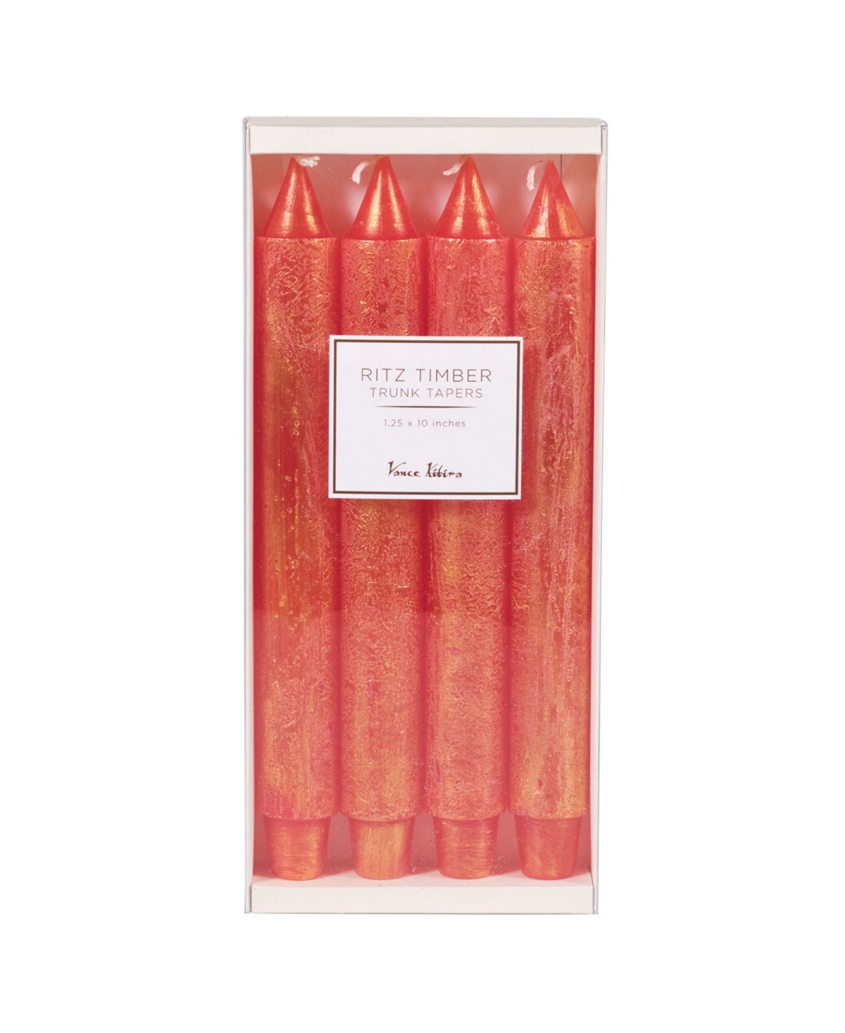 Vance Kitira 10" Ritz Timber Taper Candles, Set Of 4 In Red