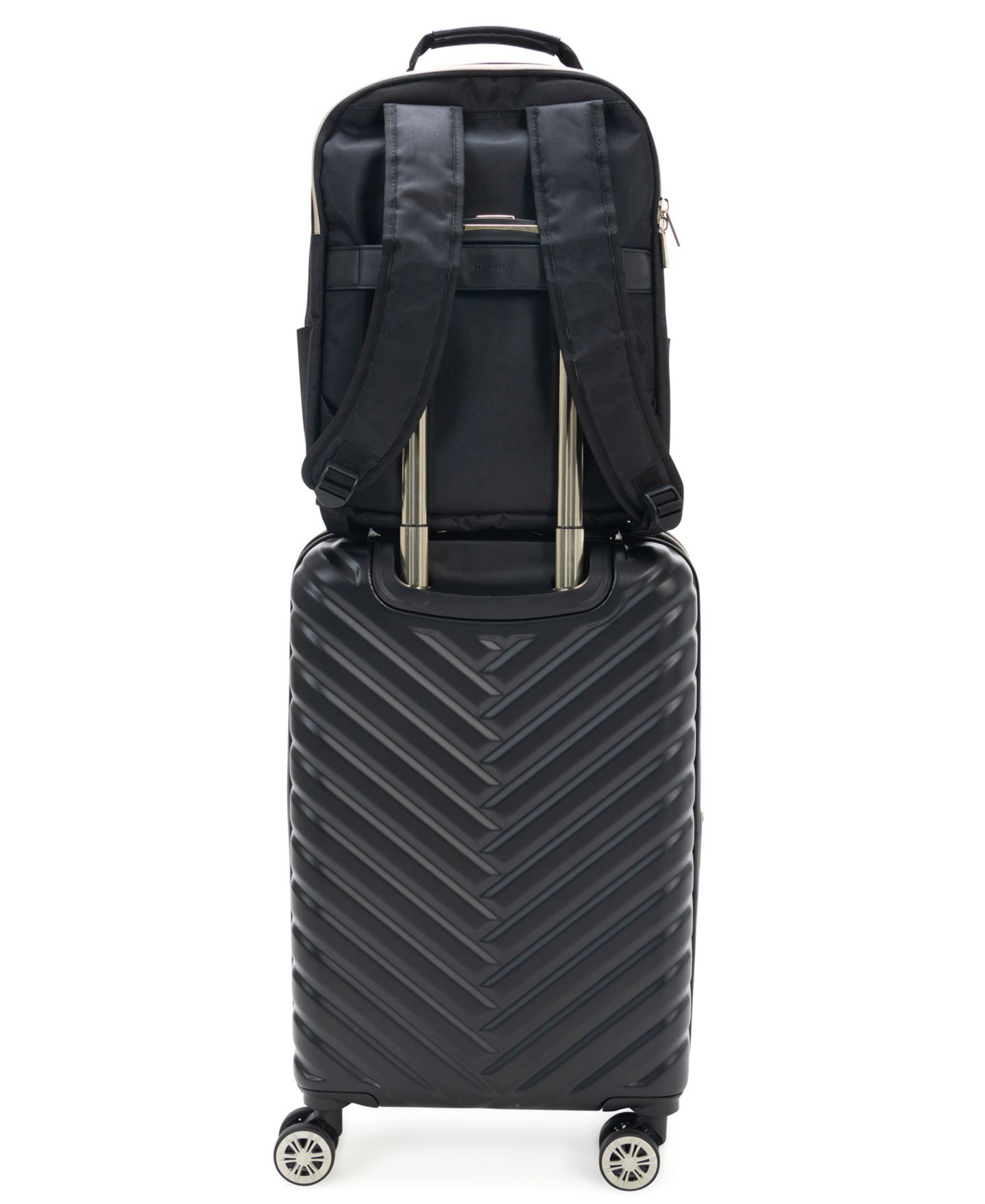 Сумки Kenneth Cole Reaction Madison Square Hardside Chevron Expandable 2pc 20" Carry On Luggage + Matching 15" Laptop Backpack Set, цвет: Чёрный — фото 2