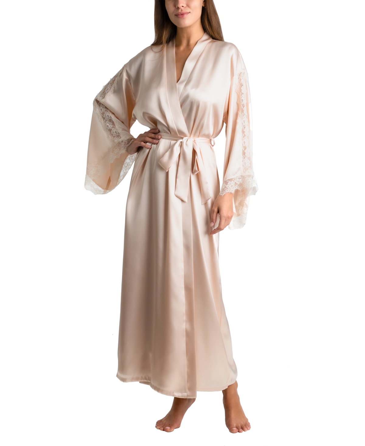 Linea Donatella Women's Luxe Brides Blush Lingerie Long Robe In Bisque