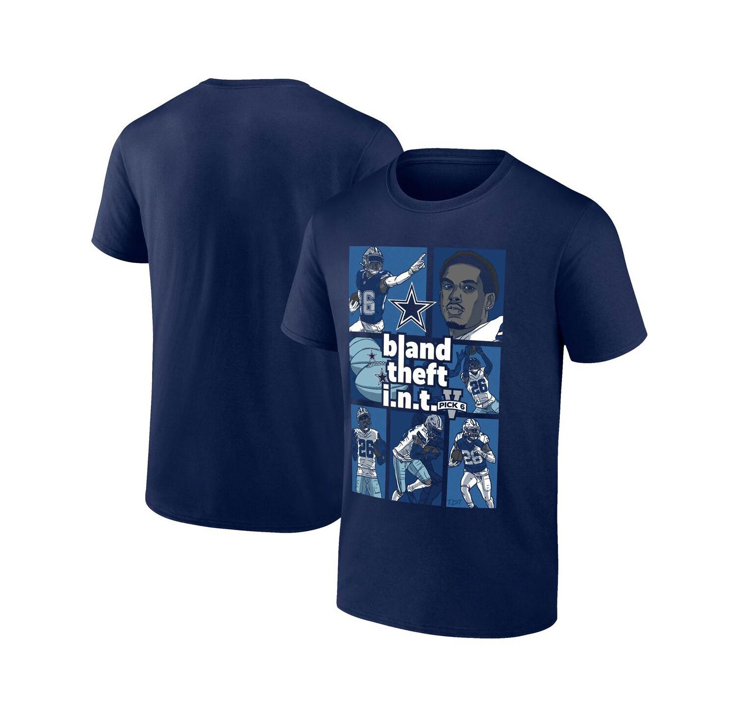 Men's DaRon Bland Navy Dallas Cowboys Pick Six T-shirt