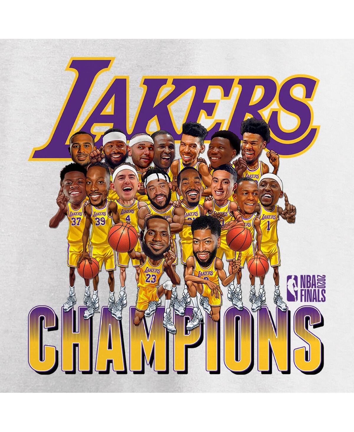 Women's FanaticsLos Angeles Lakers 2020 Nba Finals Champions Team Caricature V-Neck T-shirt - White