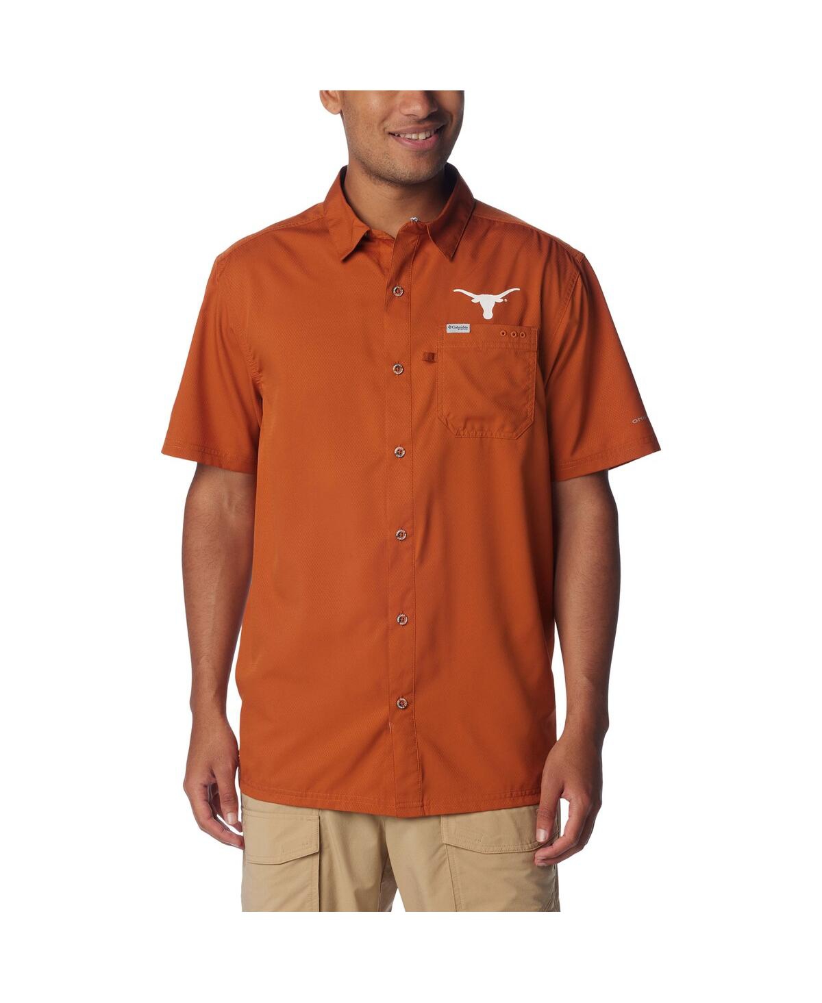 Shop Columbia Men's  Texas Orange Texas Longhorns Slack Tide Omni-shade Button-up Camp Shirt