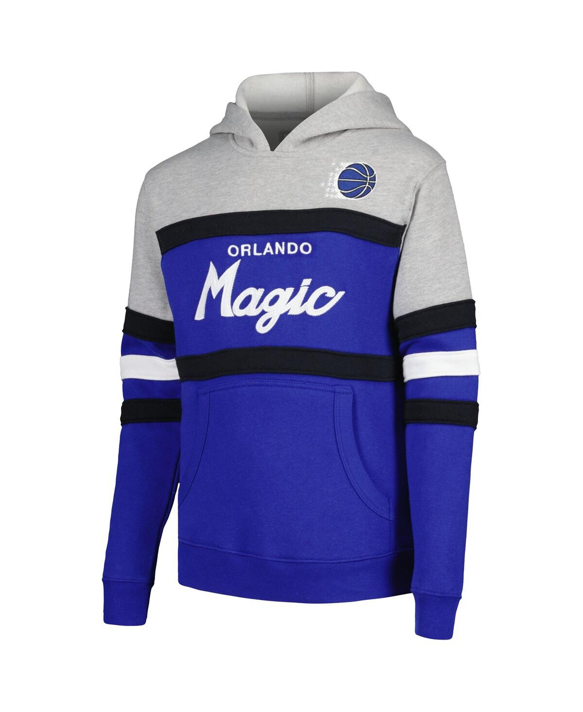 Shop Mitchell & Ness Big Boys And Girls  Gray, Blue Orlando Magic Hardwood Classics Head Coach Pullover Ho In Gray,blue