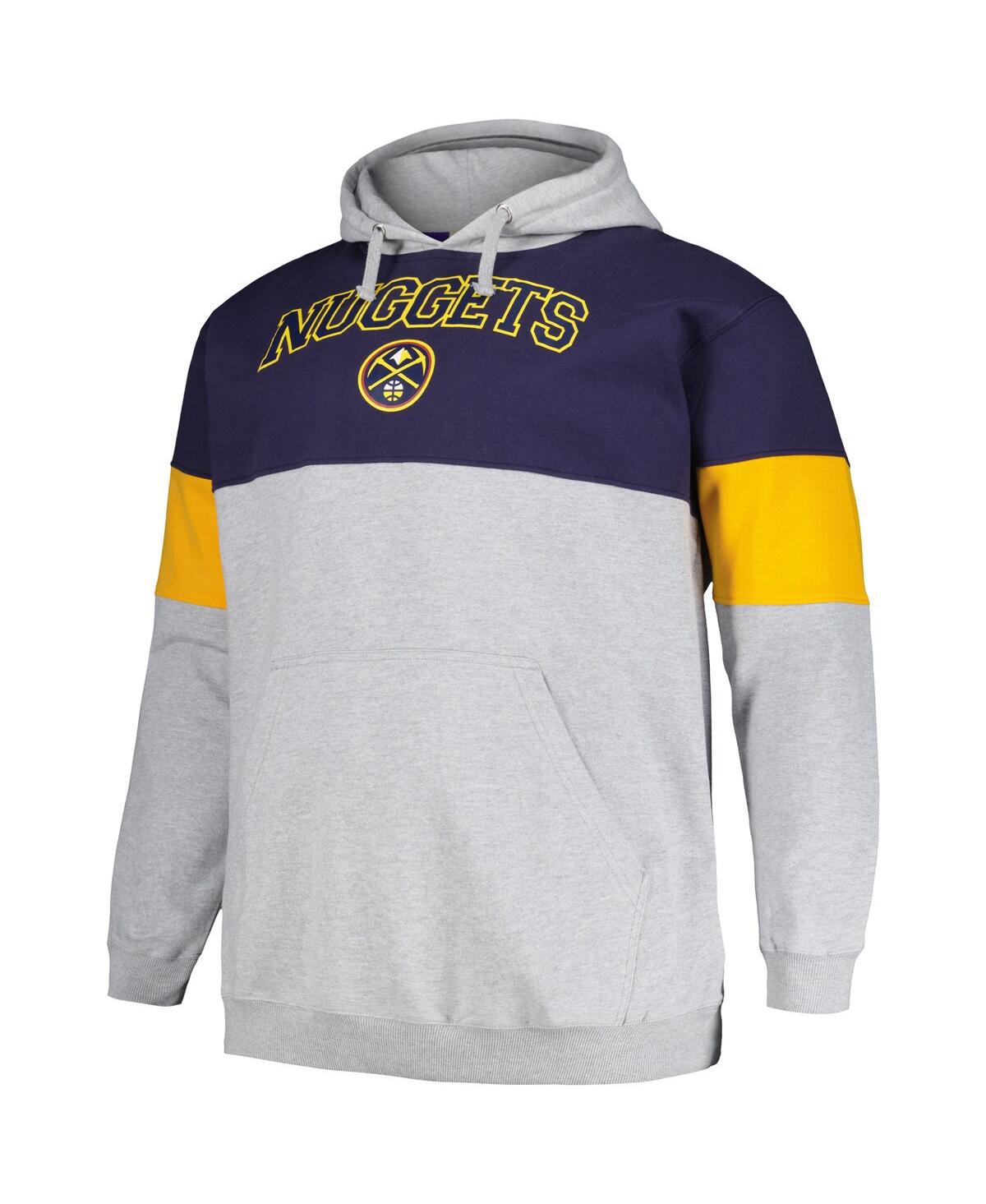Fanatics Branded Navy Denver Nuggets Contrast Pieced Pullover Hoodie In Navy,gold