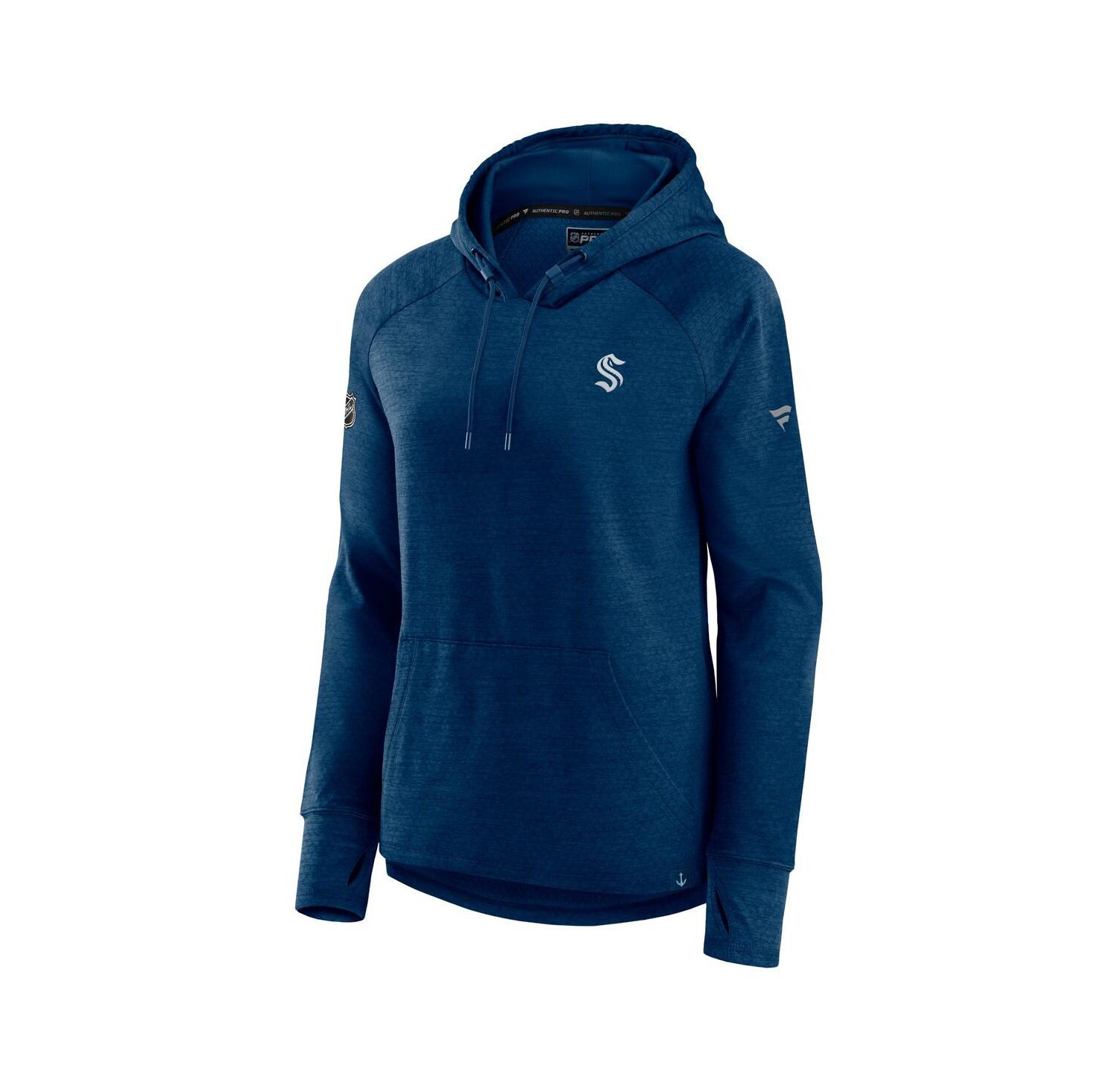 Women's Heather Deep Sea Blue Seattle Kraken Authentic Pro Pullover Hoodie