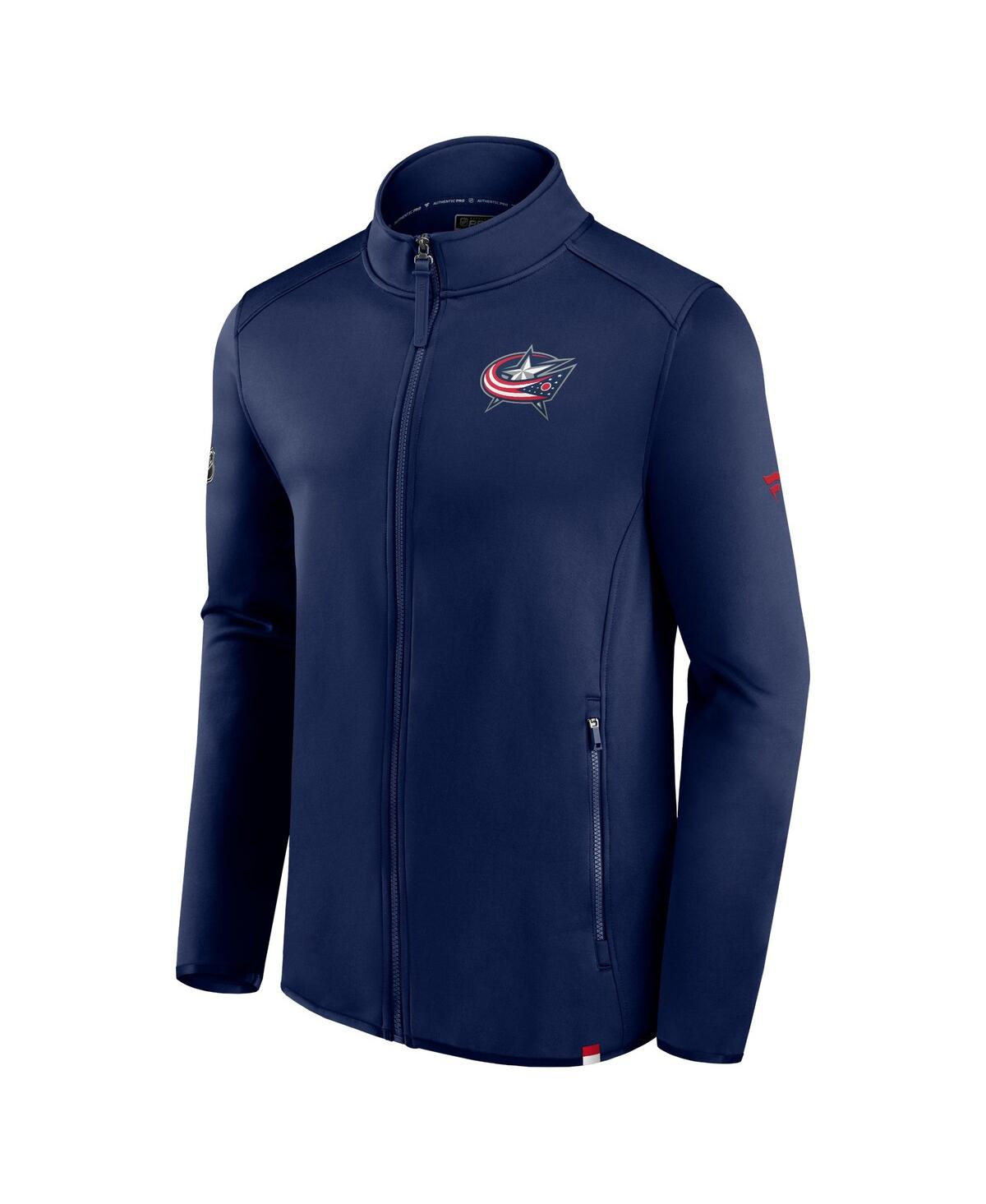 Shop Fanatics Men's  Navy Columbus Blue Jackets Authentic Pro Full-zip Jacket