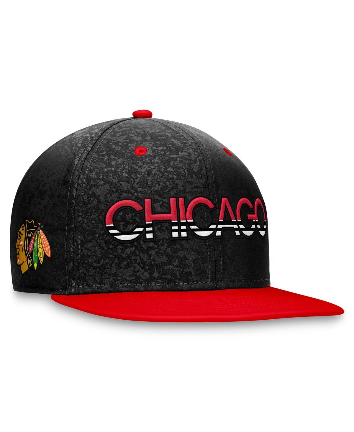 Fanatics Men's  Black, Red Chicago Blackhawks Authentic Pro Rink Two-tone Snapback Hat In Black,red