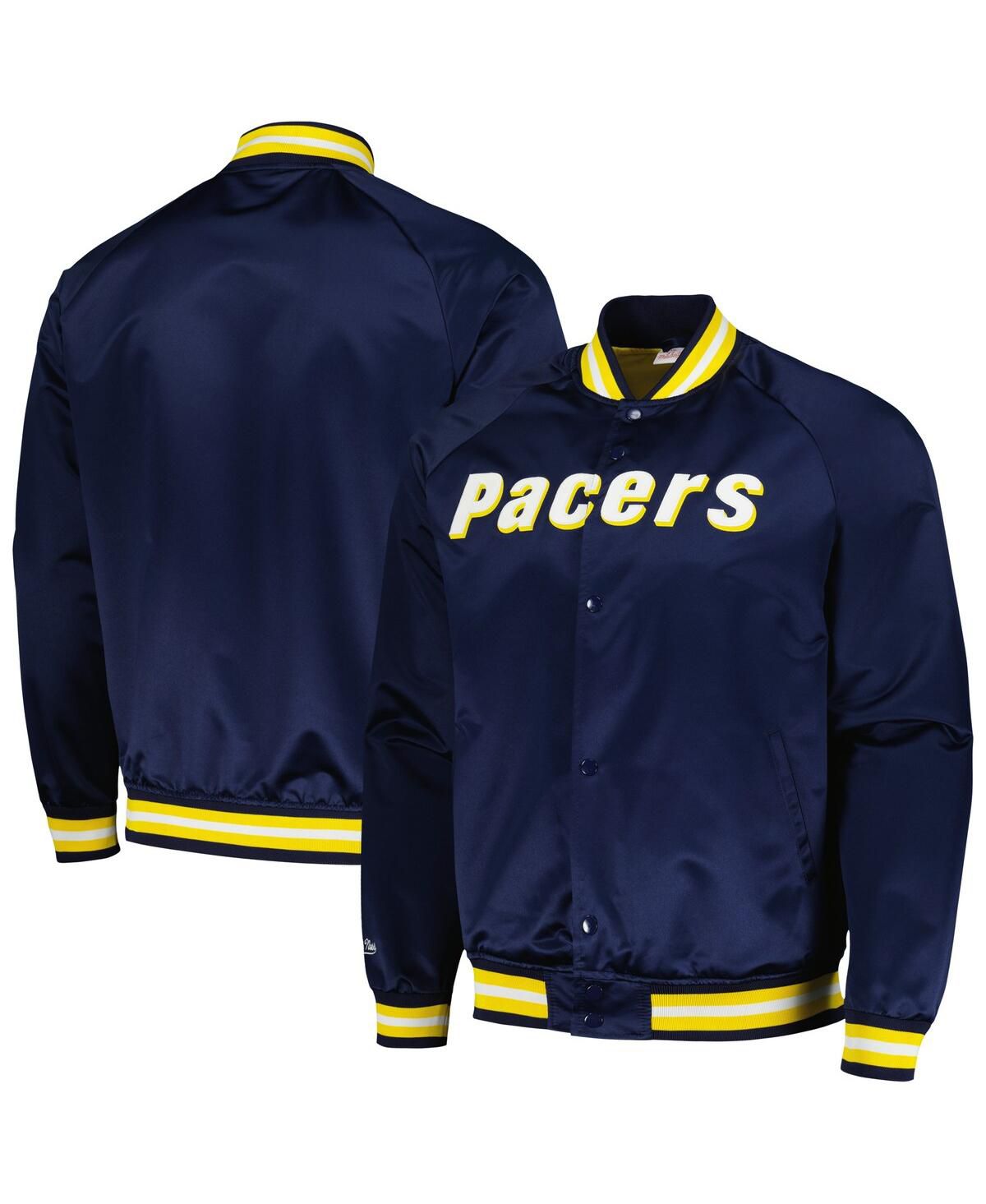 Мужская темно-синяя куртка-реглан Indiana Pacers Hardwood Classics в стиле ретро с надписью Wordmark на полной застежке