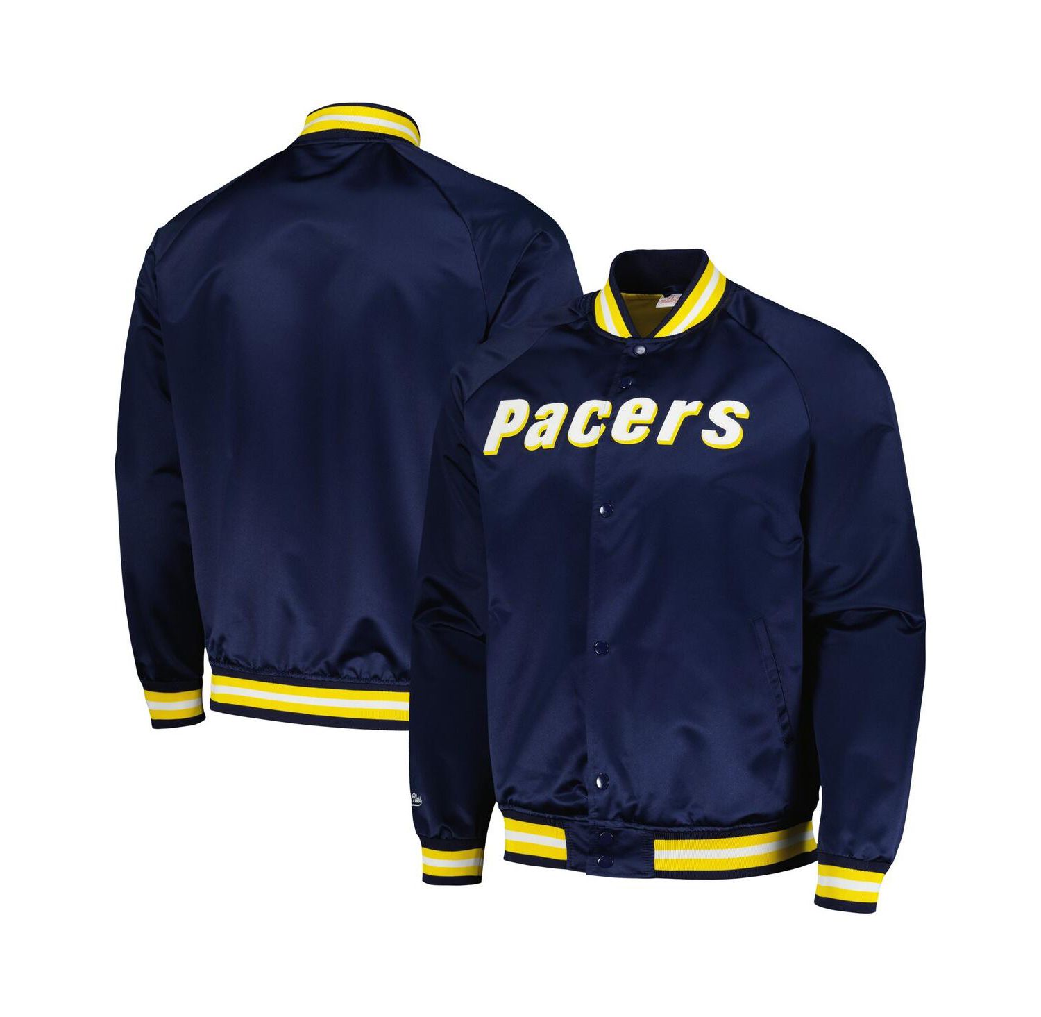 Men's Navy Indiana Pacers Hardwood Classics Throwback Wordmark Raglan Full-Snap Jacket