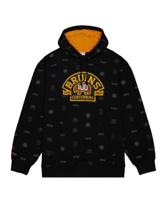 Men's Black Boston Bruins 100th Anniversary Allover Print Pullover Hoodie