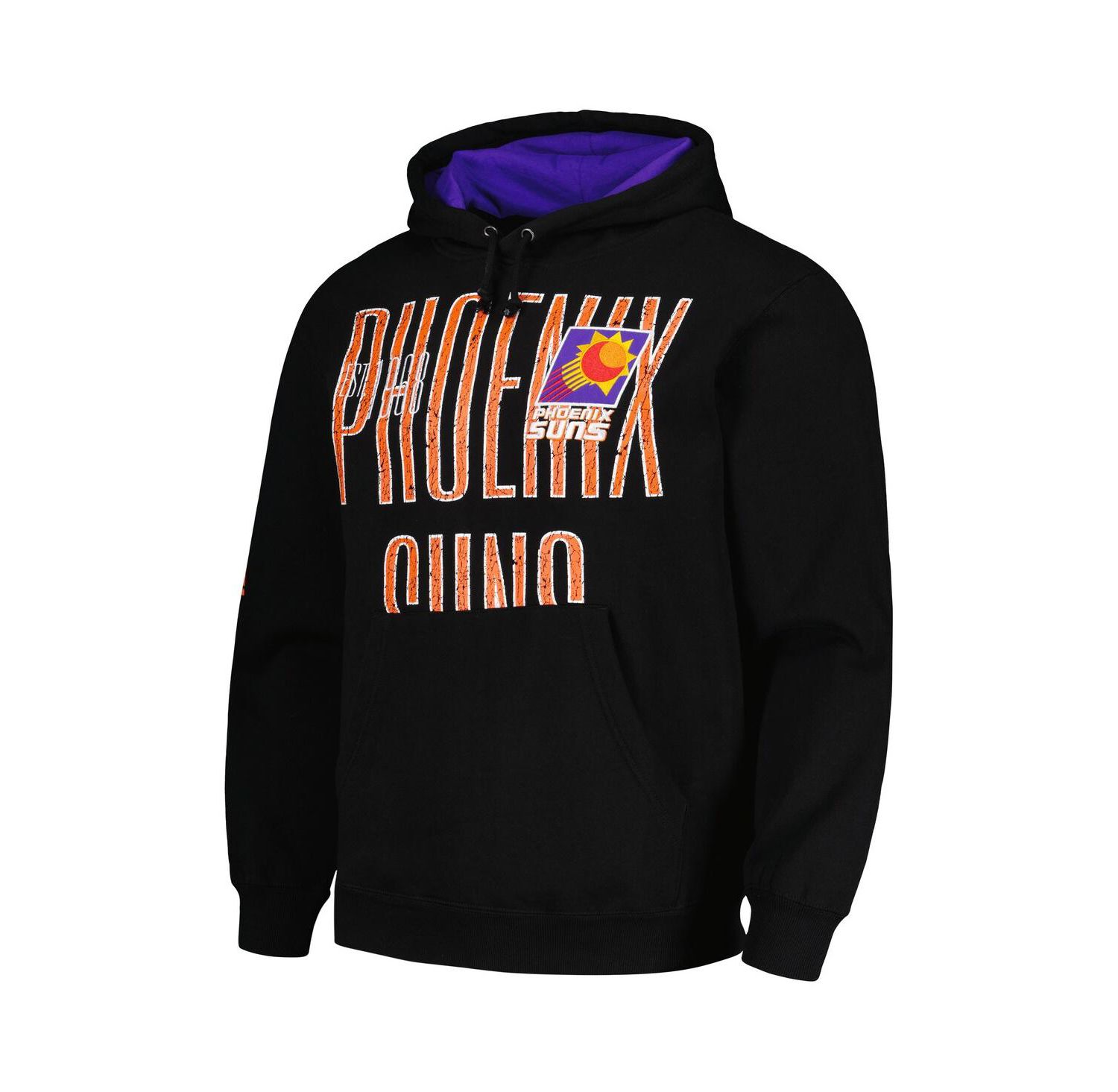 Men's Black Distressed Phoenix Suns Hardwood Classics OG 2.0 Pullover Hoodie