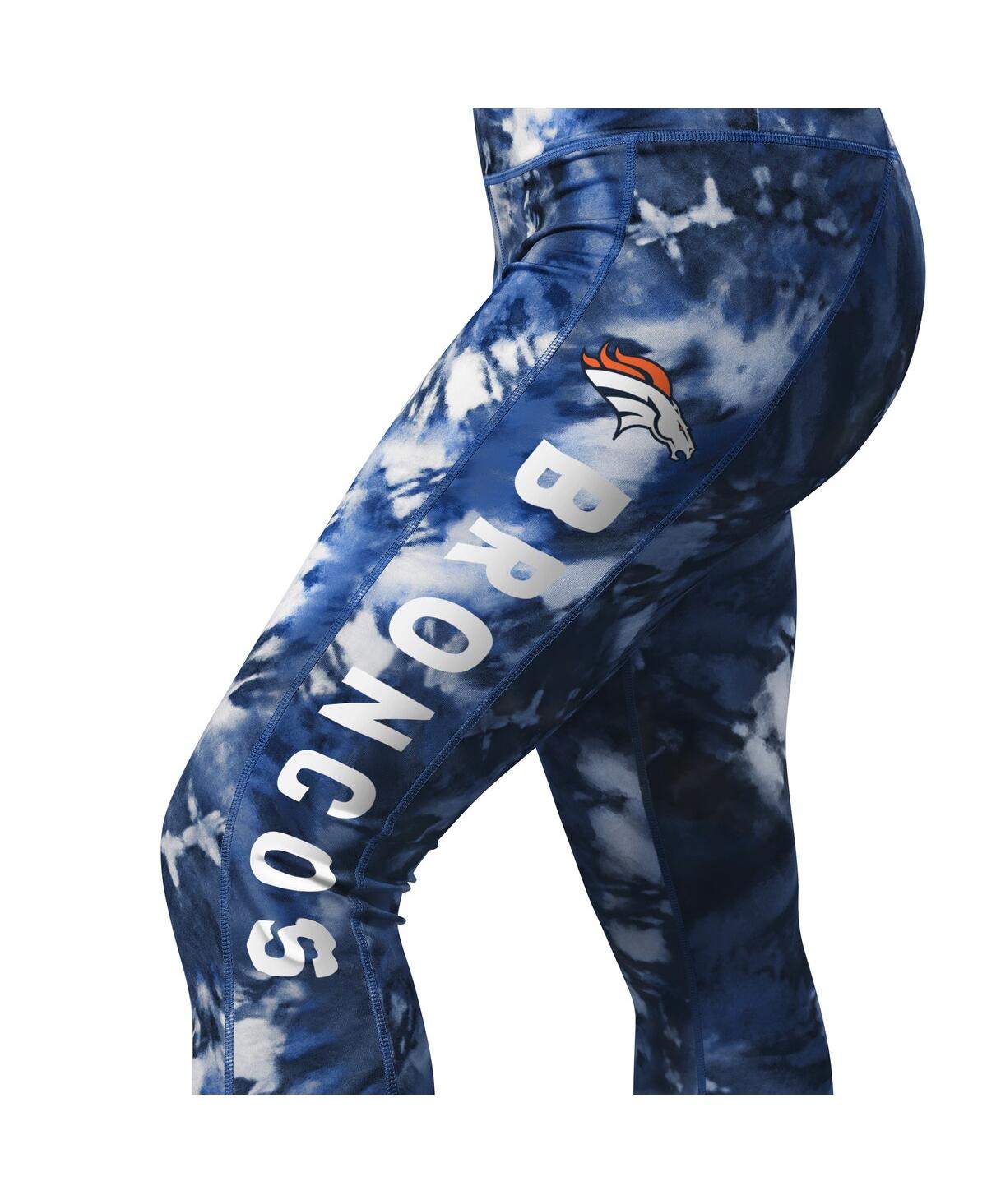 Shop Msx By Michael Strahan Women's  Navy Denver Broncos Aubrey Tie-dye Leggings