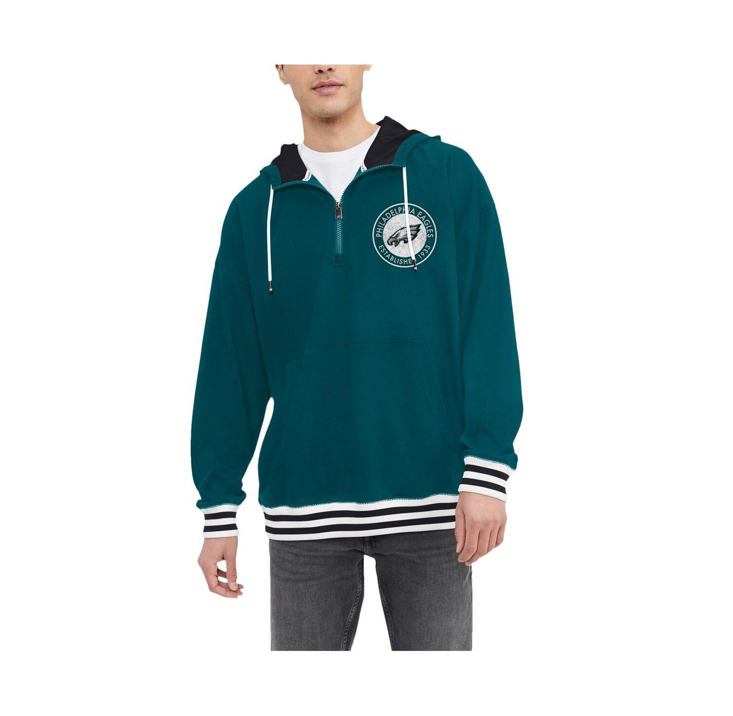 Men's Midnight Green Philadelphia Eagles Aaron Quarter-Zip Hoodie