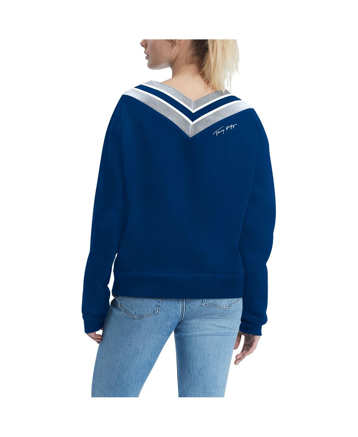 Shop Tommy Hilfiger Women's  Royal Indianapolis Colts Heidi V-neck Pullover Sweatshirt