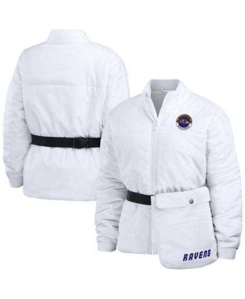 Женские куртки WEAR by Erin Andrews Women's White Baltimore Ravens Packaway Full-Zip Puffer Jacket