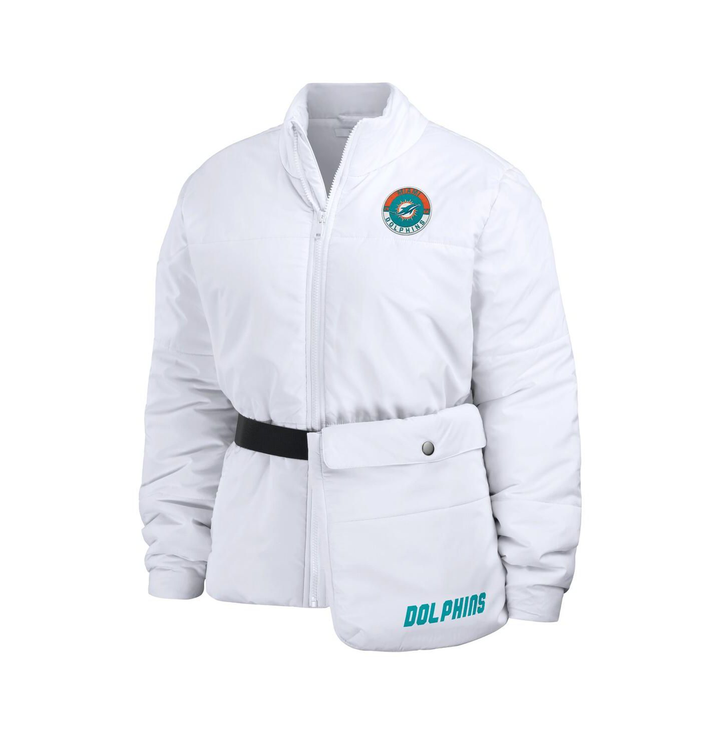 Женская куртка WEAR by Erin Andrews White Miami Dolphins Packaway Full-Zip Puffer — фото 2