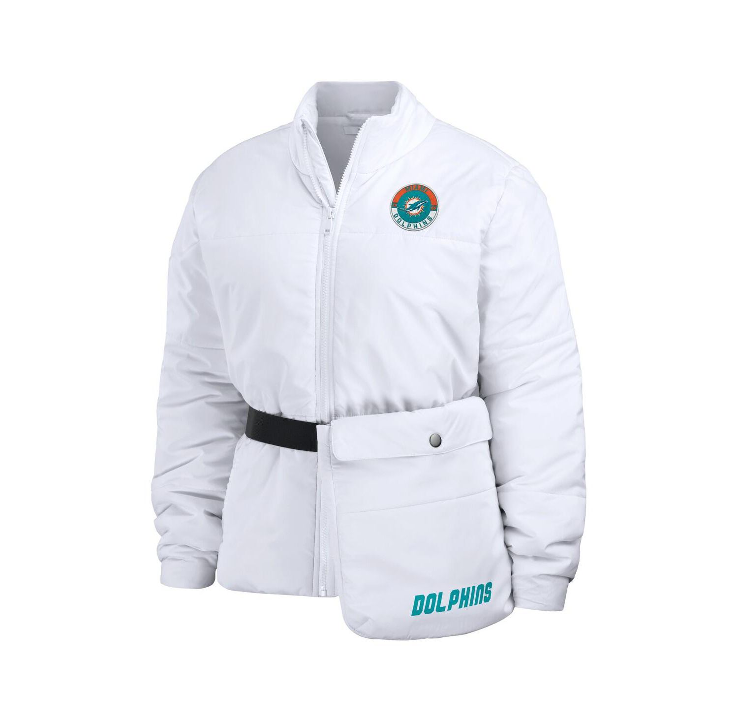 Women's White Miami Dolphins Packaway Full-Zip Puffer Jacket