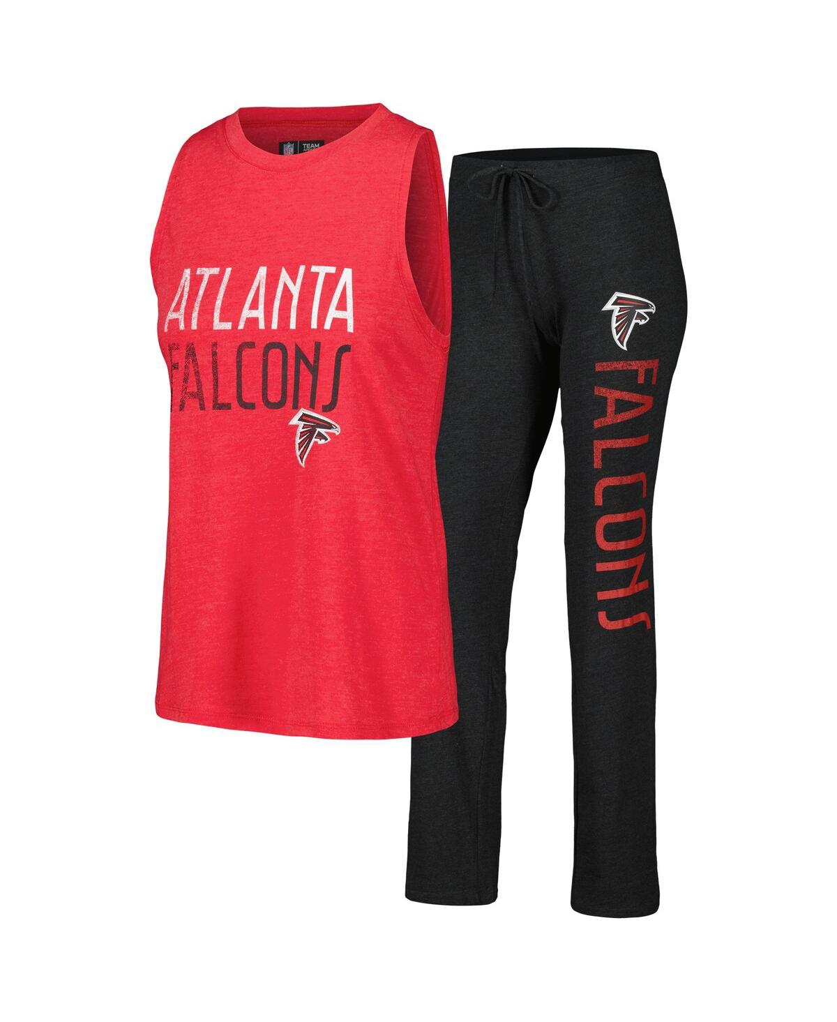 Concepts Sport Women's  Black, Red Distressed Atlanta Falcons Muscle Tank Top And Pants Lounge Set In Black,red