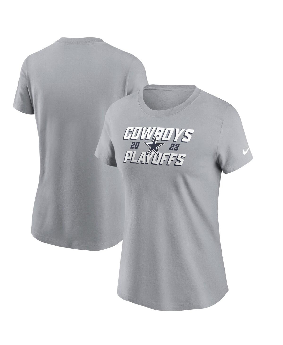 Nike Women's  Gray Dallas Cowboys 2023 Nfl Playoffs Iconic T-shirt