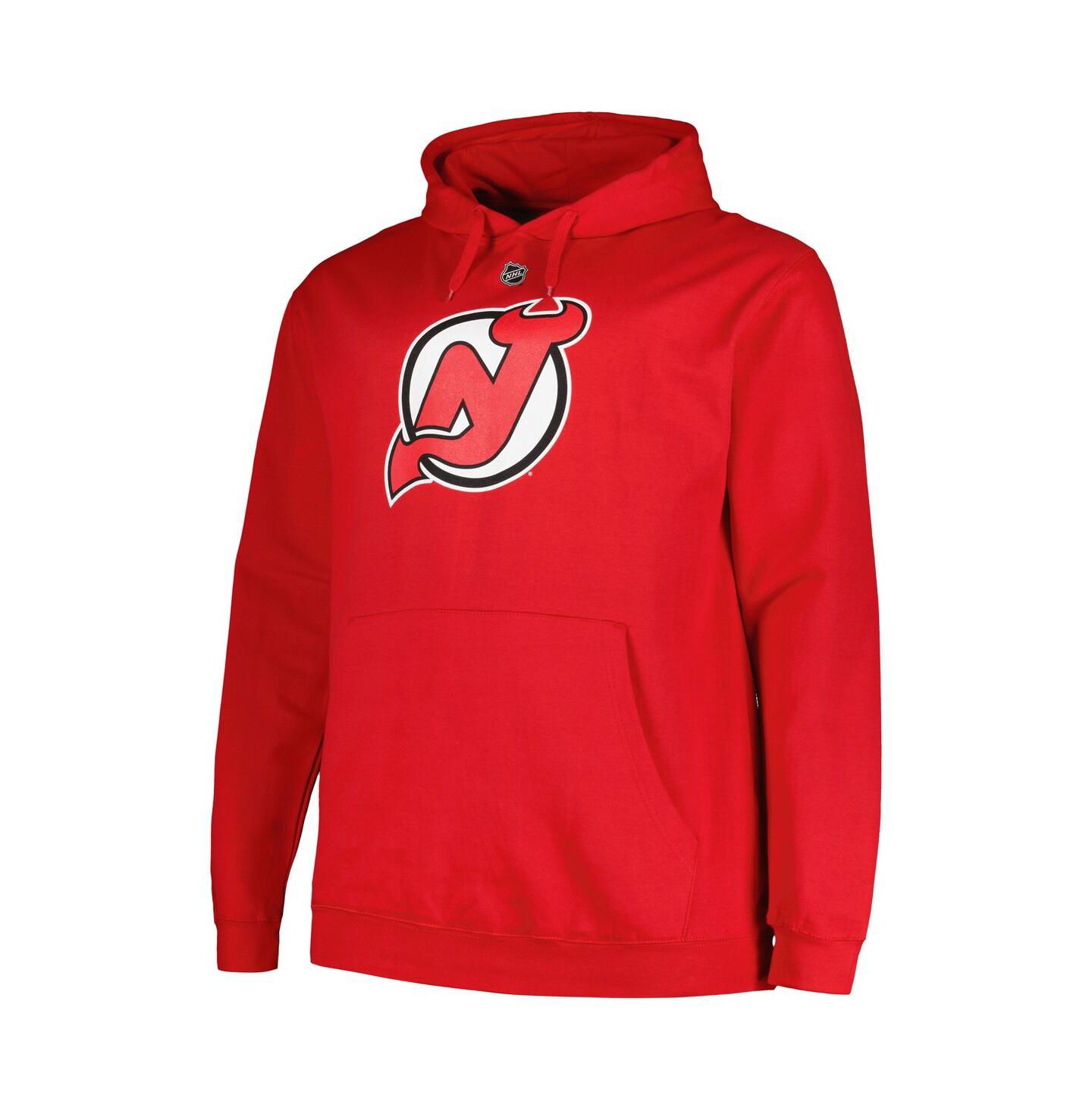 Мужское худи Profile Jack Hughes Red New Jersey Devils Big and Tall Name and Number Pullover — фото 2