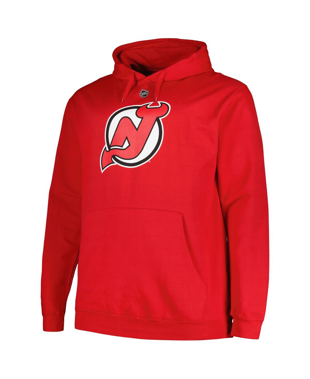 Shop Profile Men's  Jack Hughes Red New Jersey Devils Big And Tall Name And Number Pullover Hoodie