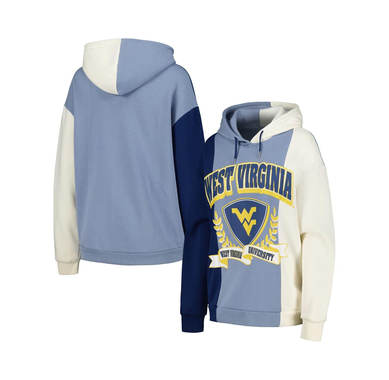 Women's Navy West Virginia Mountaineers Hall of Fame Colorblock Pullover Hoodie