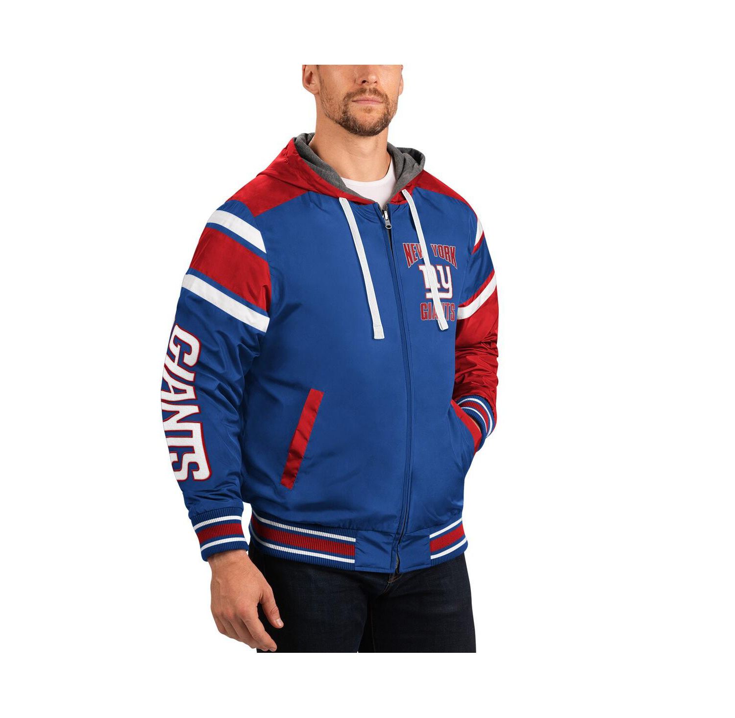 Men's Royal, Gray New York Giants Extreme Full Back Reversible Hoodie Full-Zip Jacket
