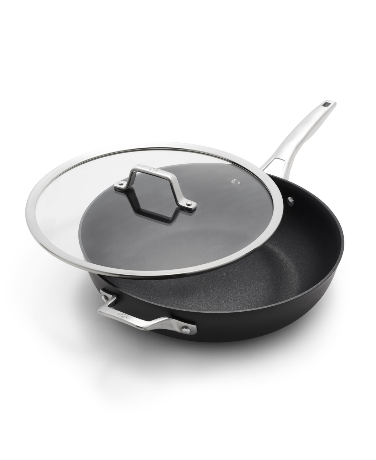 Calphalon Premier Hard-anodized Aluminum Nonstick 13" Deep Skillet With Lid In Black,stainless Steel
