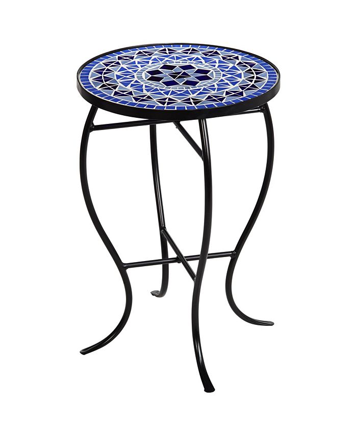 Teal Island Designs Cobalt Modern Black Metal Round Outdoor Accent Side