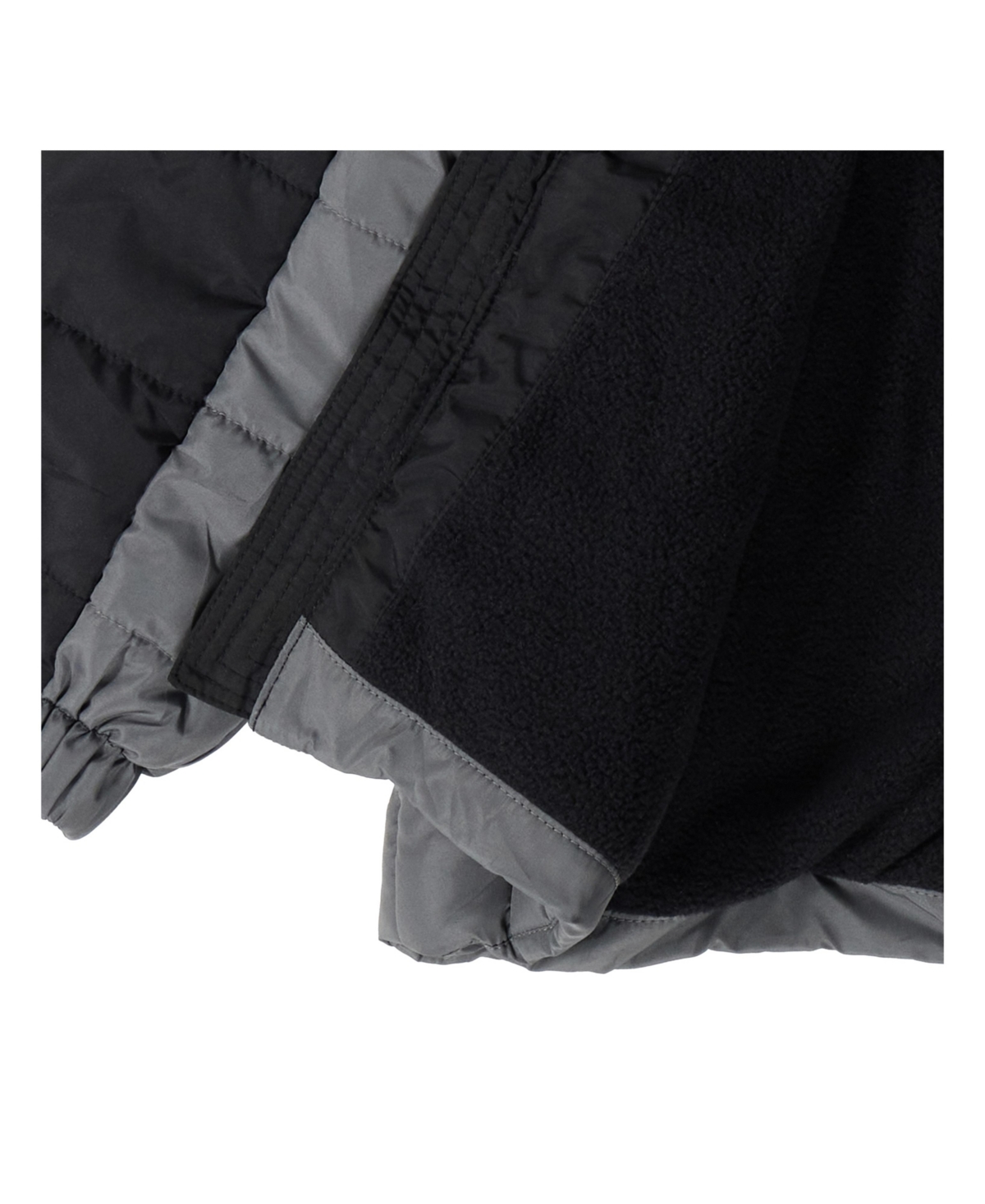 Bearpaw Boys Colorblock Fleece Lined Puffer Coat with Hood - Grey and black