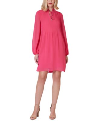 Jessica Howard Petite Long Sleeve Pleated Neck Tie Dress Macy s