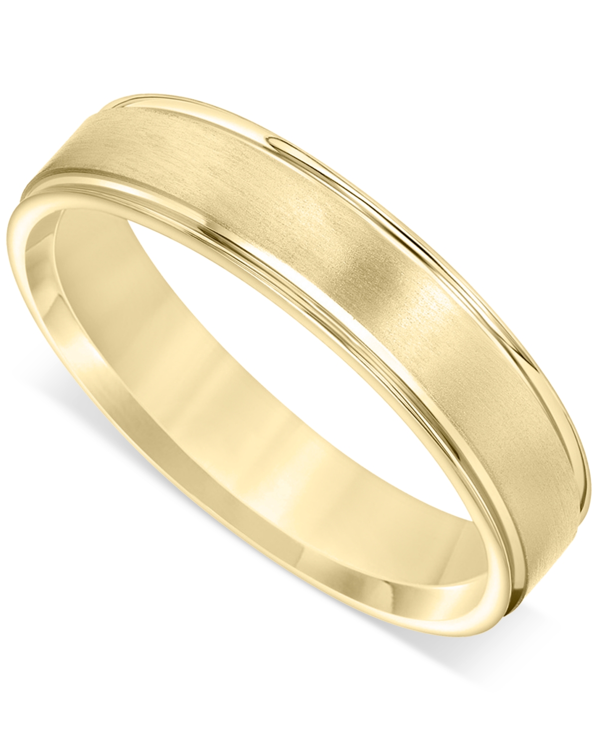 Macy's Men's Satin Finish Beveled Edge Band In 18k Gold-plated Sterling Silver (also In Sterling Silver) In K Gold Over Sterling Silver