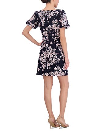 Jessica Howard Petite Printed Puff Sleeve Lace Sheath Dress Macy s