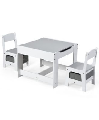 Kids Table Chairs Set With Storage Boxes Blackboard Whiteboard Drawing - White 98$