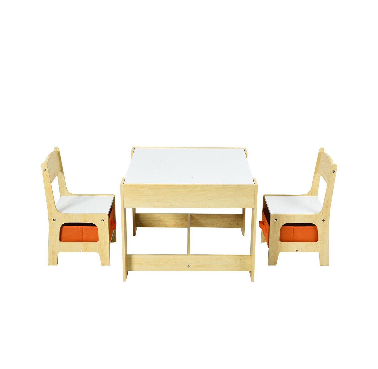 Kids Table Chairs Set With Storage Boxes Blackboard Whiteboard Drawing