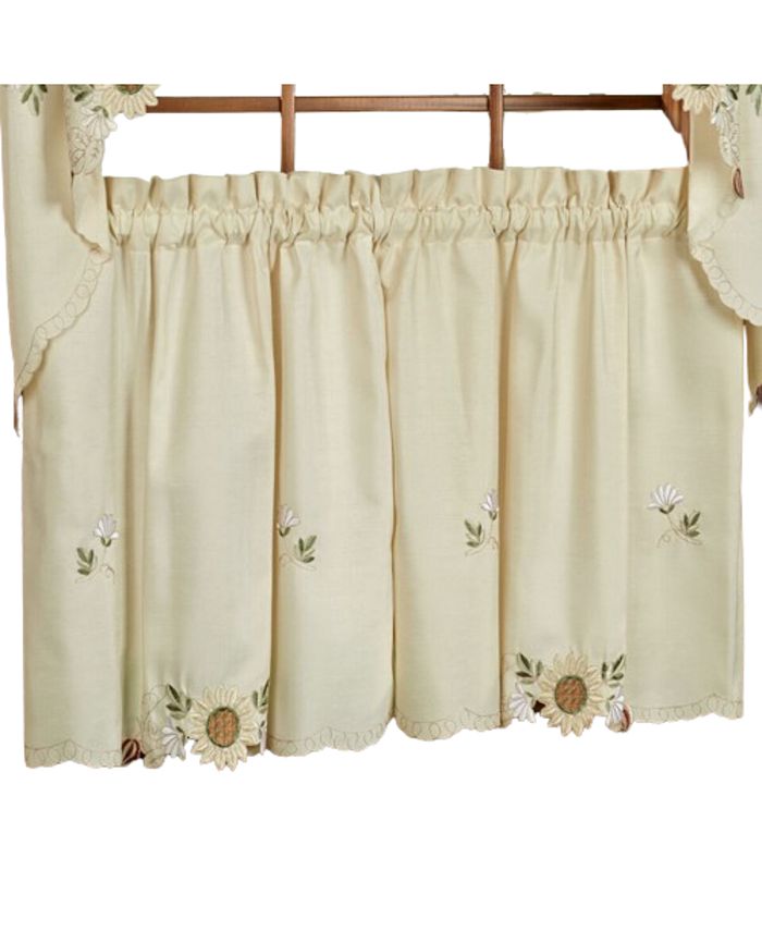 Stock Preferred 36" Sunflower Embroidered Kitchen Curtains Macy's