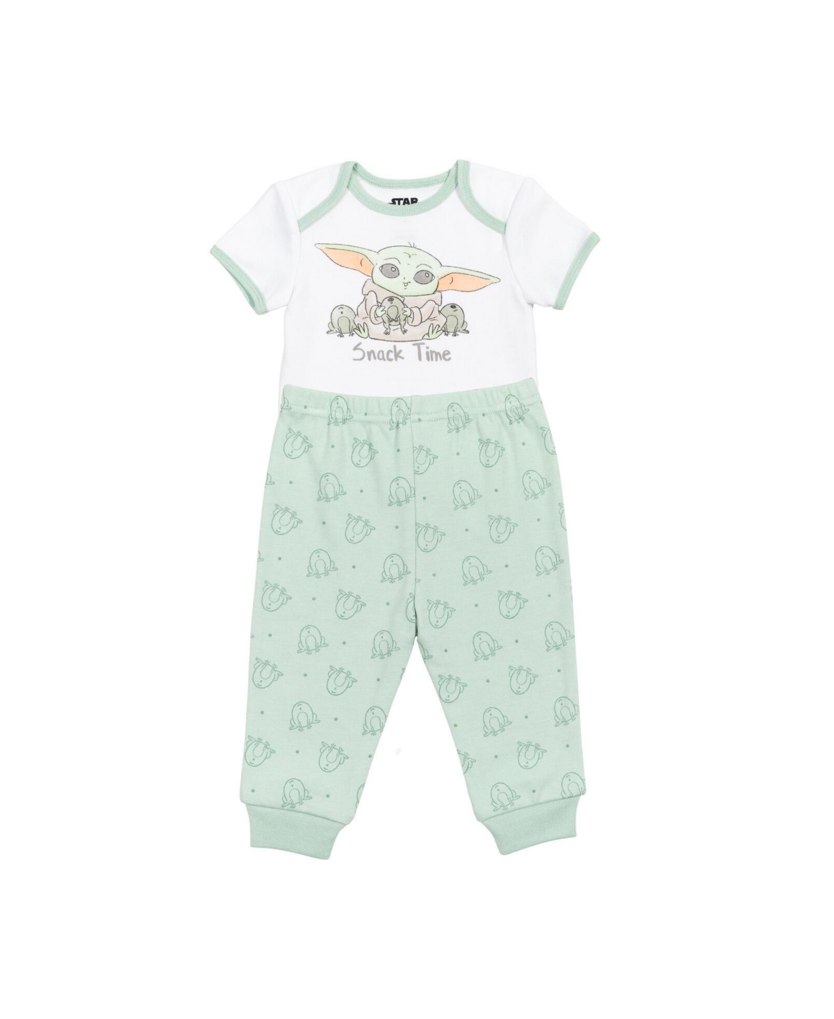 Starwars Baby Boys Star Wars Mandalorian Baby Yoda Layette Set Bodysuit Pant Bib Hat -green