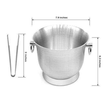 Stainless Steel Ice Bucket with Ice Tongs, Lid - 3.3 L
