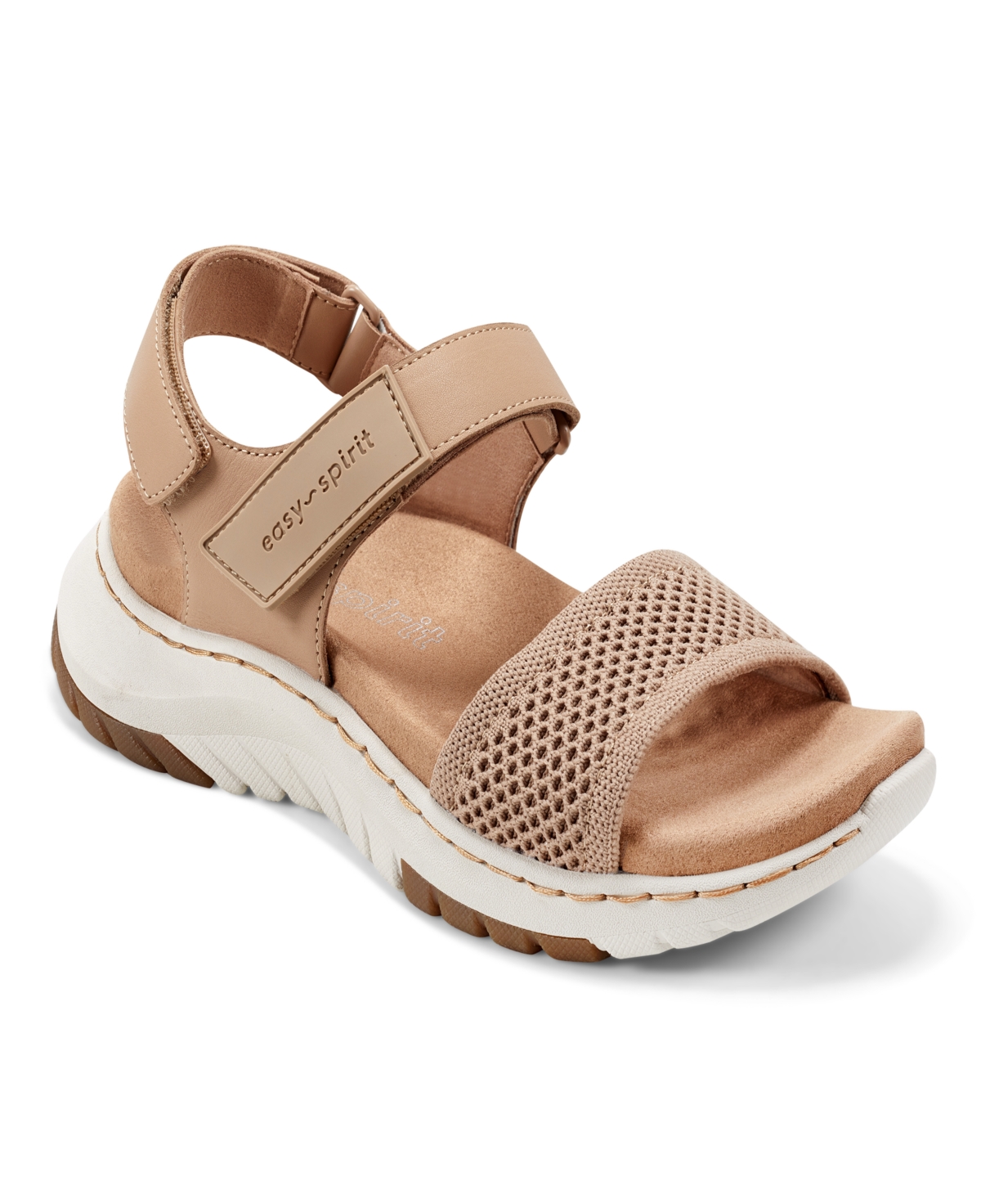 Easy Spirit Women's Sway Round Toe Strappy Casual Sandals In Medium Natural- Leather And Textile