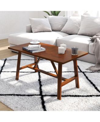1 PC Solid Wood Rustic  Mabel Farmhouse Trestle Coffee Table, Accent Table