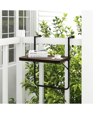 Folding Hanging Table Outdoor Railing Table with 3-Level Adjustable Height