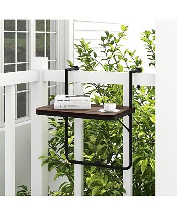 Costway Folding Hanging Table Outdoor Railing Table with 3-Level ...