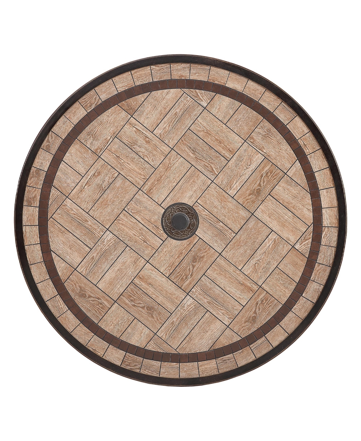 Mondawe 48" Round Aluminum Outdoor Patio Dining Table with Umbrella Hole, Brown