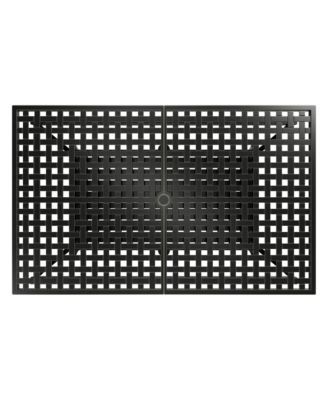 Extendable Rectangular Aluminum Outdoor Dining Table with Umbrella Hole, Black