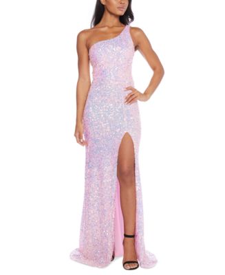 b darlin one shoulder sequin dress NAVY - B. DARLIN -ONE SHOULDER, SEQUIN, MINI DRESS