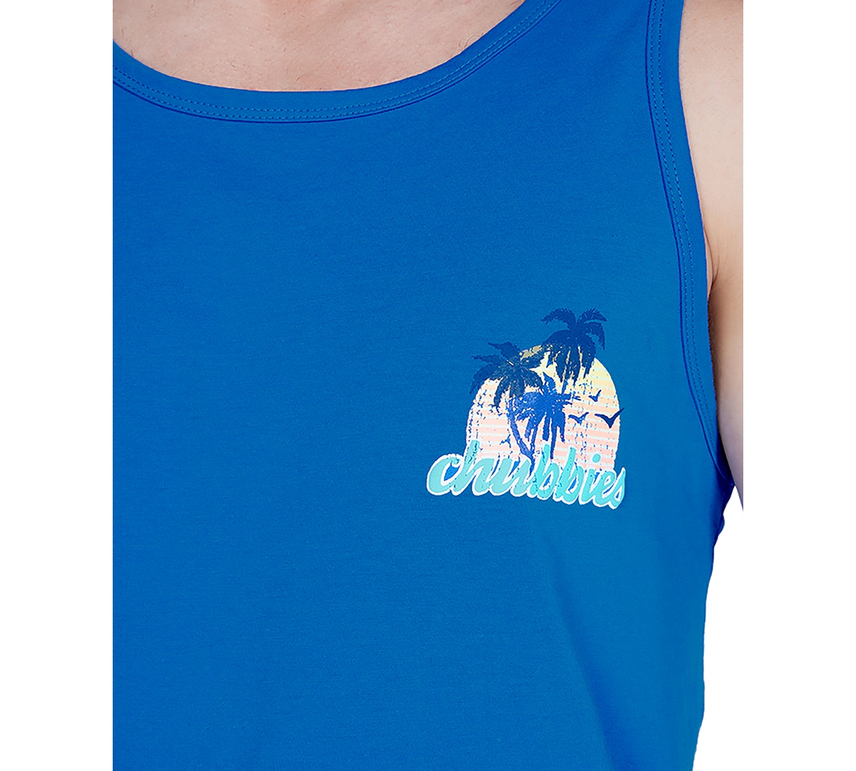 Shop Chubbies Men's The Giant Wave Logo Graphic Tank In Bright Blue